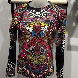 Athleta Colorful Patterned Long Sleeve Top size s